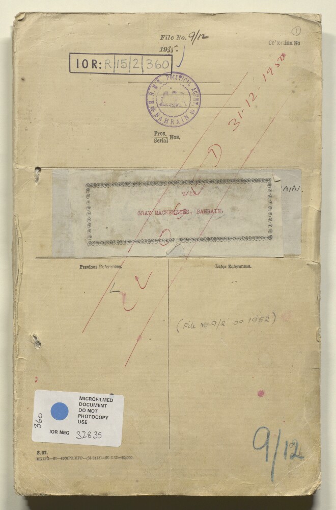 'File 9/12 Gray, Mackenzie & Co Ltd: affairs and activities in Bahrain'