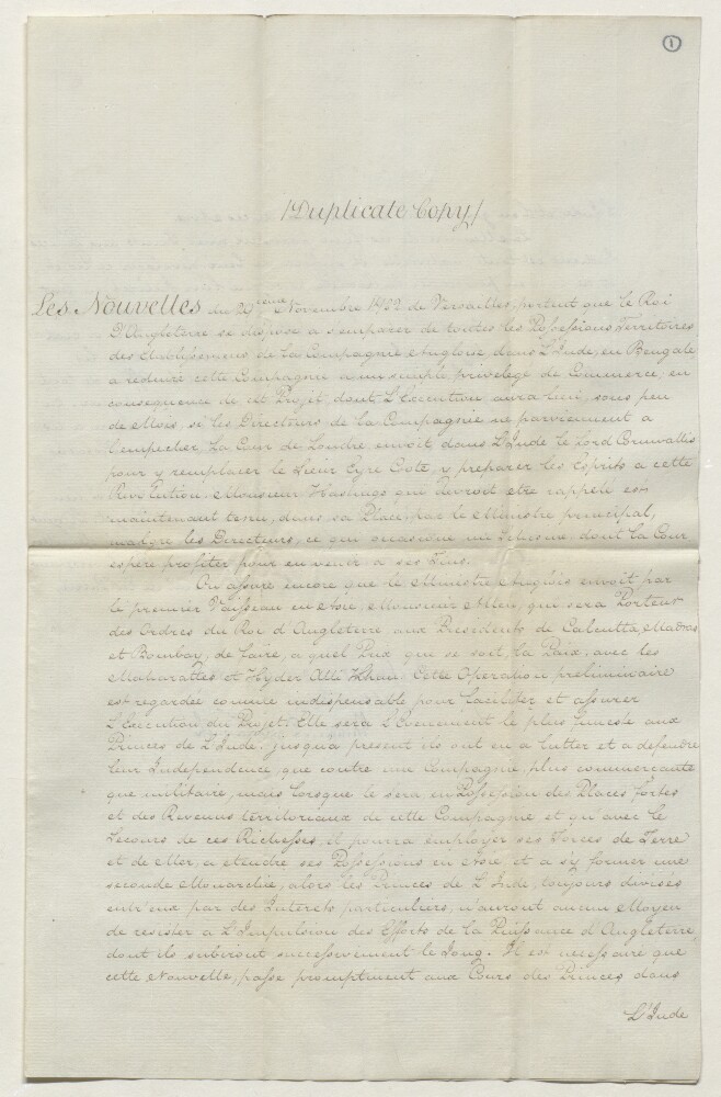 Enclosure in Letter from William Digges Latouche to the Secret Committee of 13 May 1783