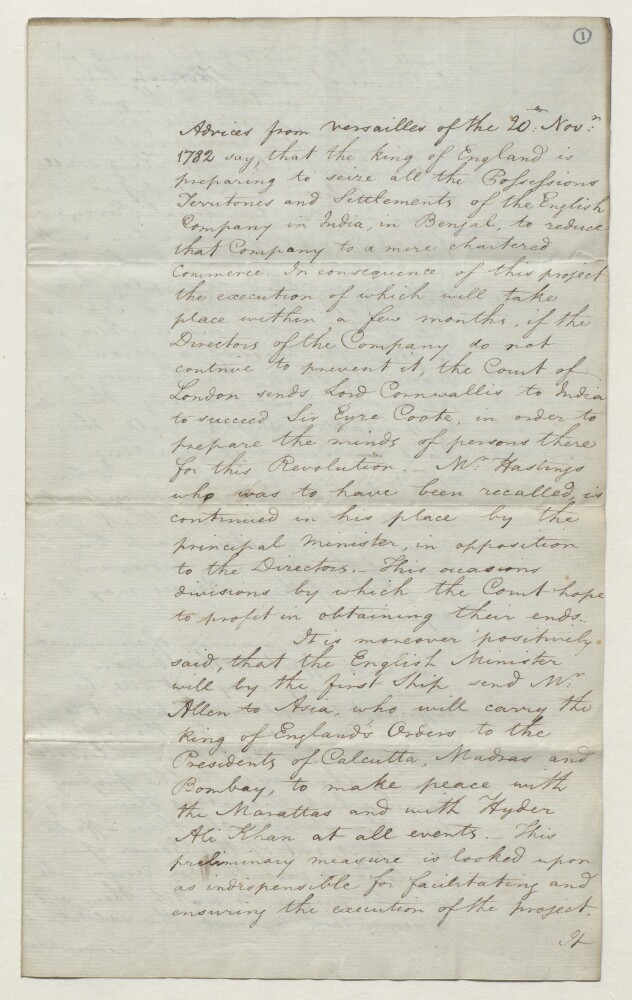 Enclosure in letter from William Digges Latouche to the Secret Committee of 13 May 1783
